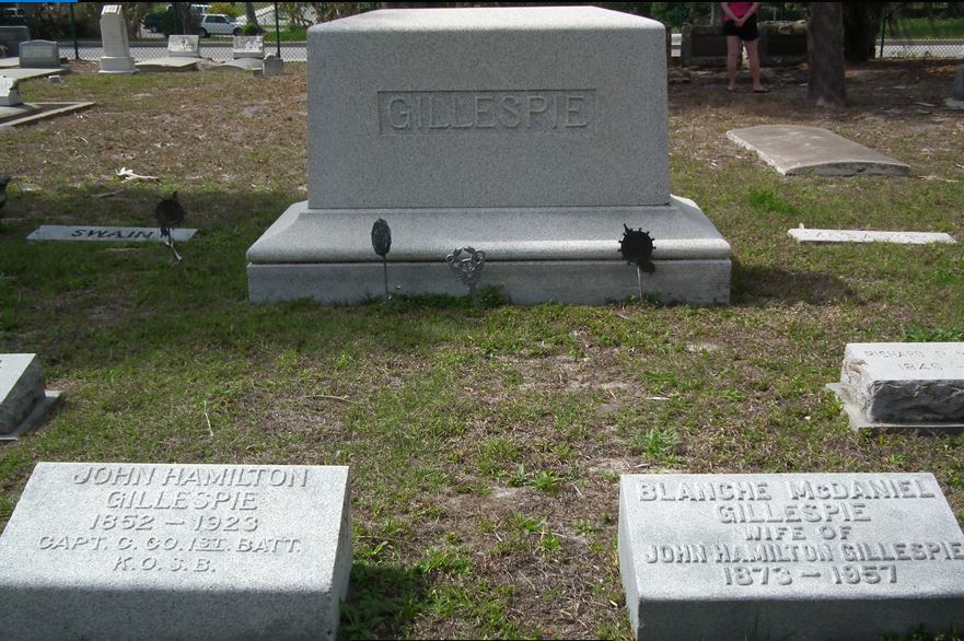 The grave of Colonel John Hamilton Gillespie in Rosemary Cemetery, Sarasota